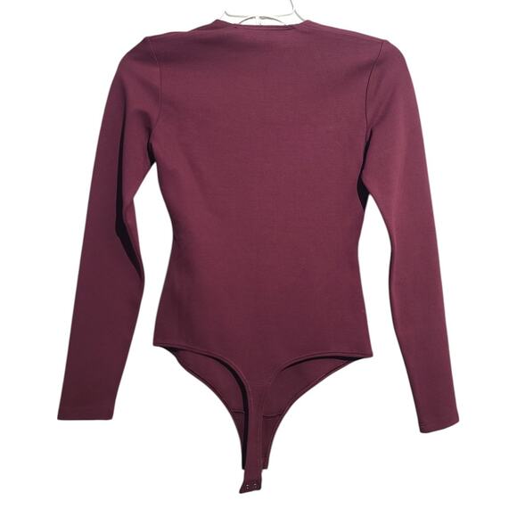 Abercrombie & Fitch Maroon Red Square Neck Long Sleeve Bodysuit Size XS - Picture 2 of 4
